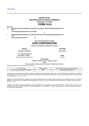 Thumbnail CDW Corporation 10-Q Quarterly Report FY2020 