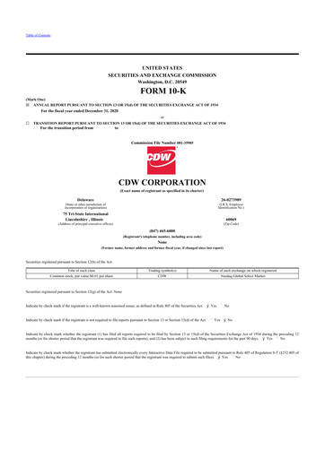 Thumbnail CDW Corporation 10-K Annual Report 2020