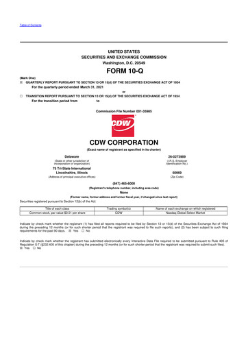 Thumbnail CDW Corporation 10-Q Quarterly Report FY2021 