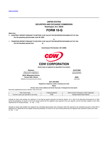 Thumbnail CDW Corporation 10-Q Quarterly Report FY2025 