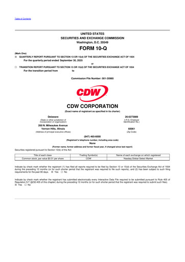 Thumbnail CDW Corporation 10-Q Quarterly Report FY2025 