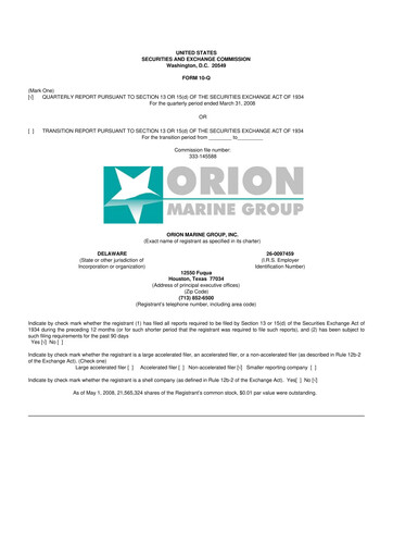 Thumbnail Orion Group Holdings

 10-Q Quarterly Report FY 