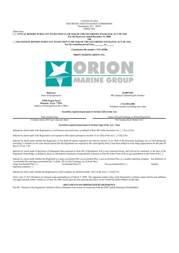 Thumbnail Orion Group Holdings

 10-K Annual Report 