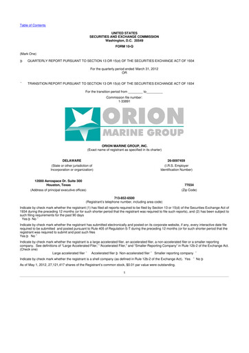 Thumbnail Orion Group Holdings

 10-Q Quarterly Report FY2012 