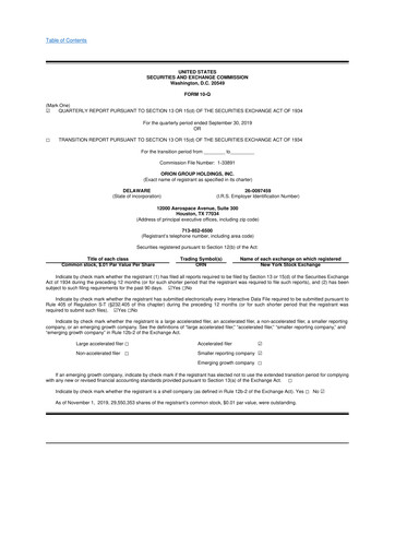 Thumbnail Orion Group Holdings

 10-Q Quarterly Report FY2019 