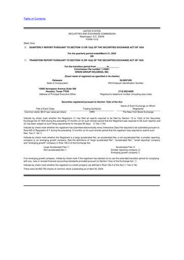 Thumbnail Orion Group Holdings

 10-Q Quarterly Report FY2024 