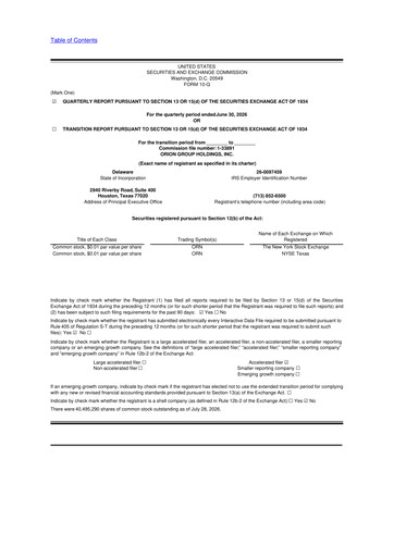 Miniature Orion Group Holdings

 10-Q Rapport trimestriel 2026 