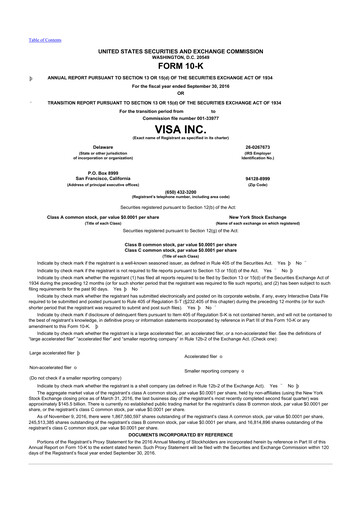 Thumbnail Visa 10-K Annual Report 2016