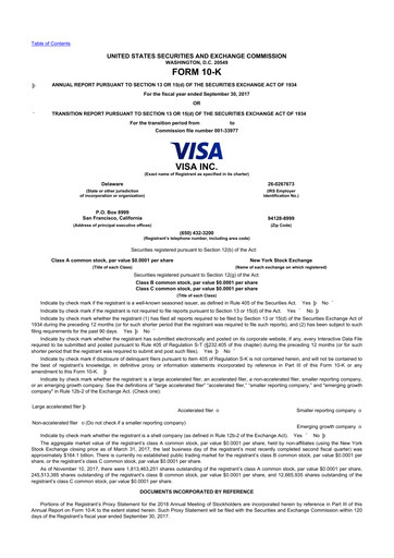 Thumbnail Visa 10-K Annual Report 2017