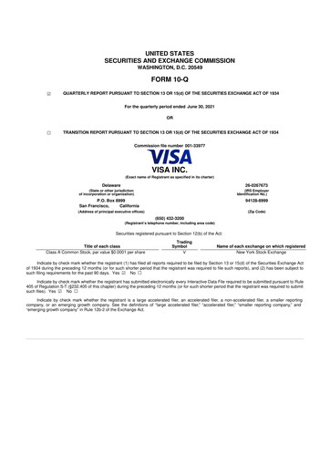 Vorschaubild Visa 10-Q Quartalsbericht 2021 
