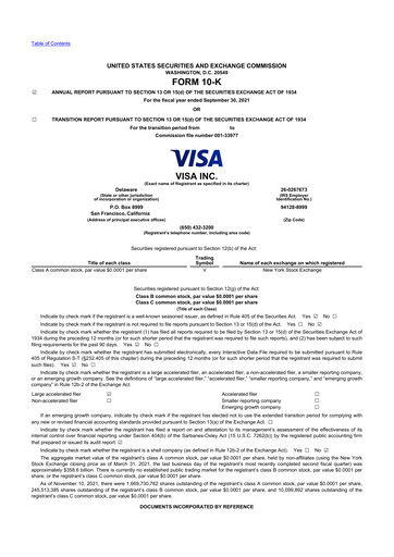 Thumbnail Visa 10-K Annual Report 2021