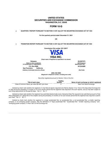 Vorschaubild Visa 10-Q Quartalsbericht 2022 