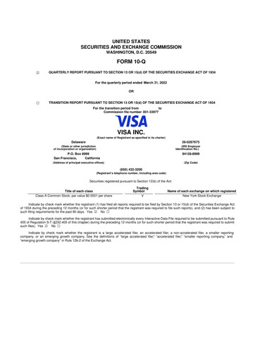 Vorschaubild Visa 10-Q Quartalsbericht 2022 