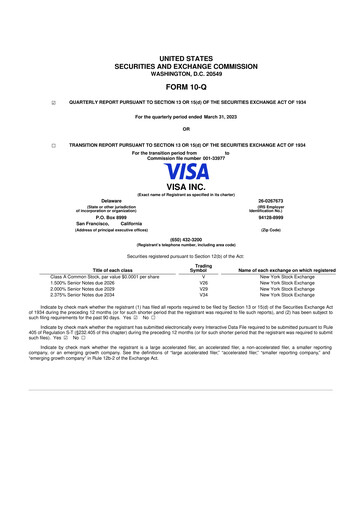 Vorschaubild Visa 10-Q Quartalsbericht 2023 