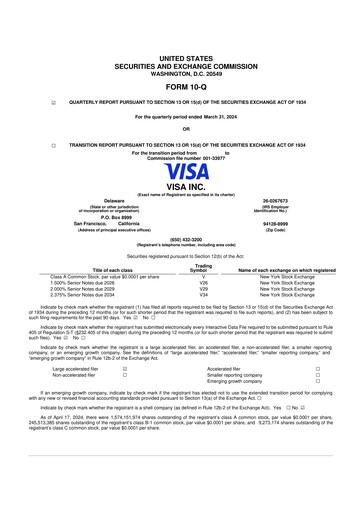 Vorschaubild Visa 10-Q Quartalsbericht 2024 