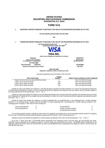 Vorschaubild Visa 10-Q Quartalsbericht 2024 