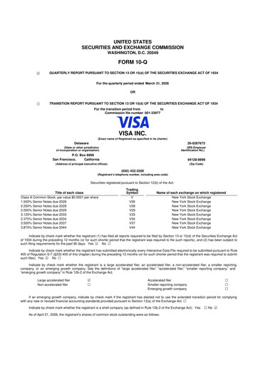 Vorschaubild Visa 10-Q Quartalsbericht  