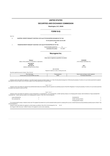 Miniature Neurogene 10-Q Rapport trimestriel 2024 