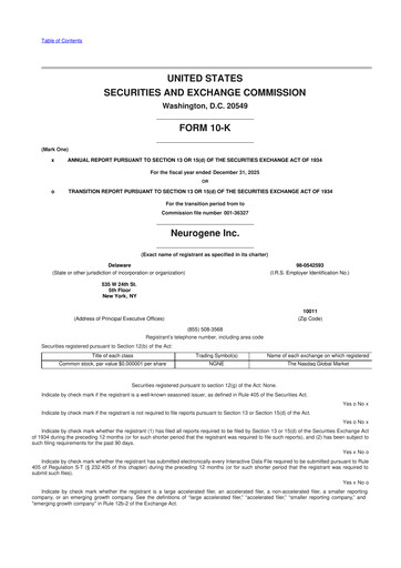 Miniature Neurogene 10-K Rapport annuel 2025