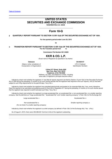 Thumbnail KKR & Co. 10-Q Quarterly Report FY2015 