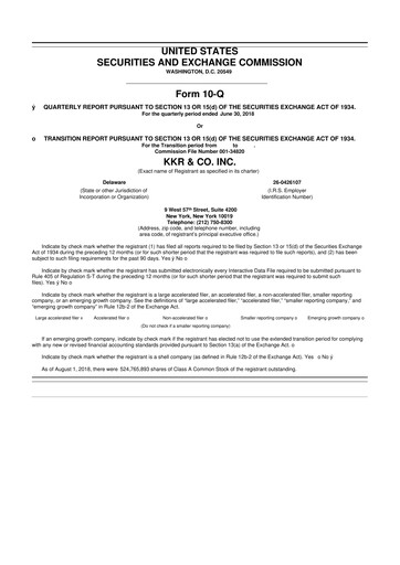 Thumbnail KKR & Co. 10-Q Quarterly Report FY2018 