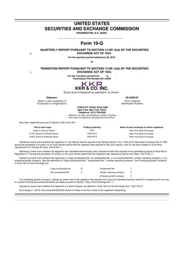 Thumbnail KKR & Co. 10-Q Quarterly Report FY2019 