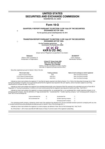 Thumbnail KKR & Co. 10-Q Quarterly Report FY2019 