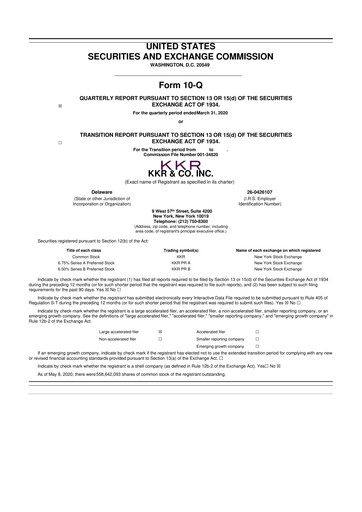 Thumbnail KKR & Co. 10-Q Quarterly Report FY2020 