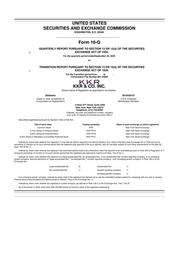 Thumbnail KKR & Co. 10-Q Quarterly Report FY2020 
