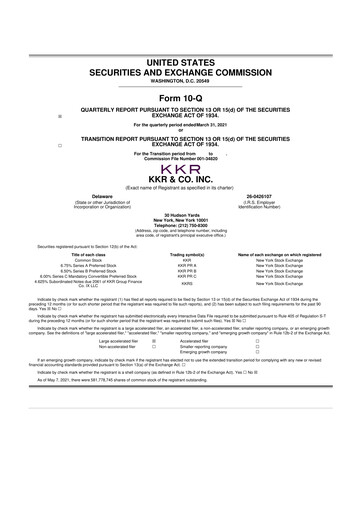 Thumbnail KKR & Co. 10-Q Quarterly Report FY2021 