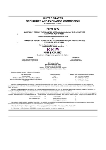 Thumbnail KKR & Co. 10-Q Quarterly Report FY2021 