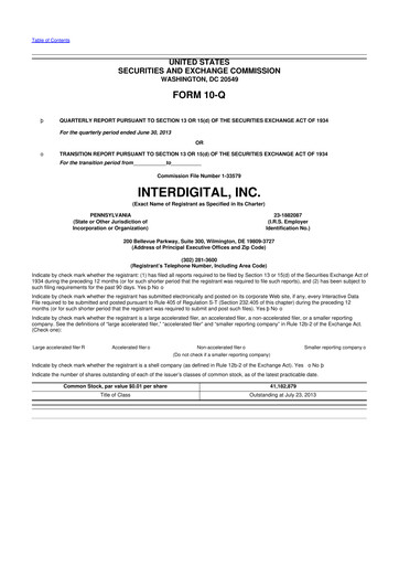 Thumbnail InterDigital
 10-Q Quarterly Report FY2013 