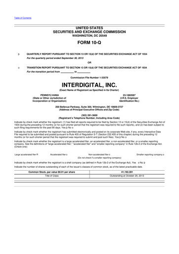 Thumbnail InterDigital
 10-Q Quarterly Report FY2013 