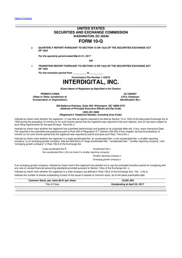 Thumbnail InterDigital
 10-Q Quarterly Report FY2017 