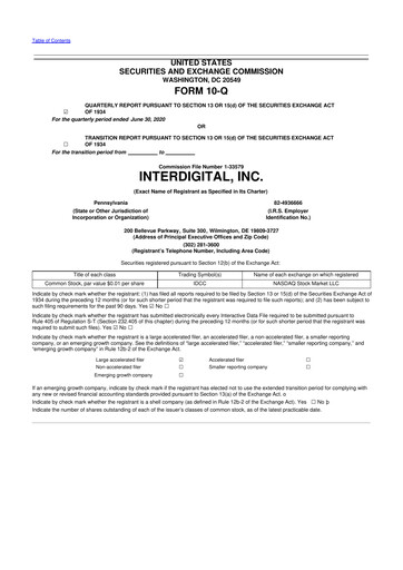 Thumbnail InterDigital
 10-Q Quarterly Report FY2020 