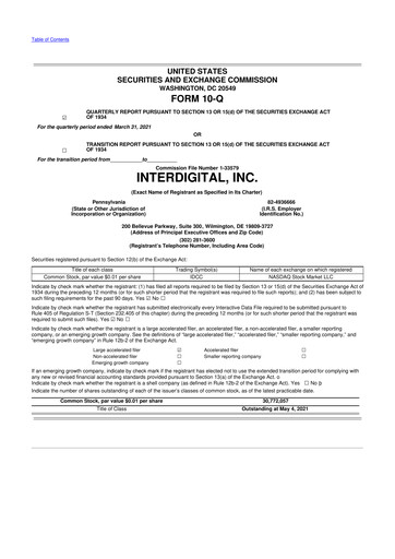 Thumbnail InterDigital
 10-Q Quarterly Report FY2021 