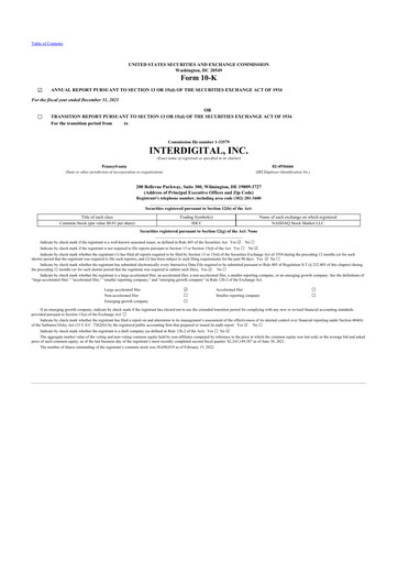 Thumbnail InterDigital
 10-K Annual Report 2021