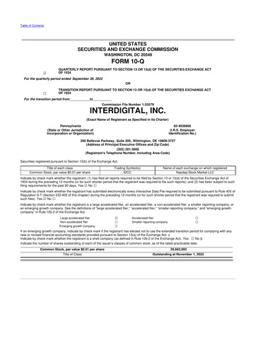 Thumbnail InterDigital
 10-Q Quarterly Report FY2022 