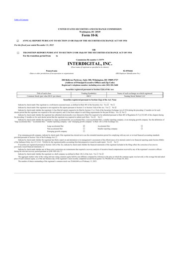 Thumbnail InterDigital
 10-K Annual Report 2022