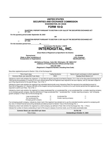 Thumbnail InterDigital
 10-Q Quarterly Report FY2023 