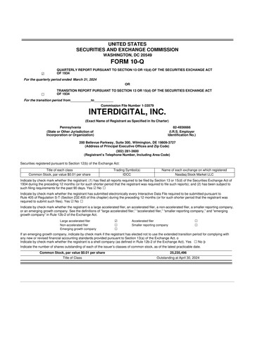 Thumbnail InterDigital
 10-Q Quarterly Report FY2024 