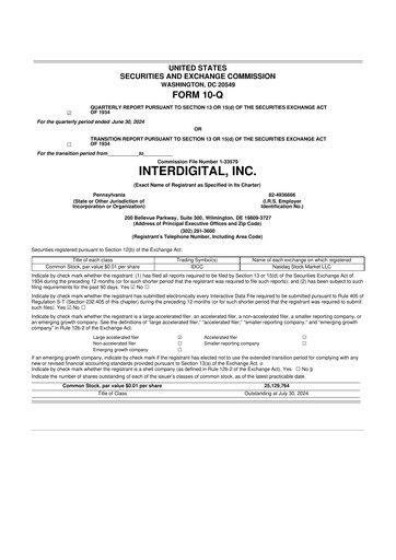 Thumbnail InterDigital
 10-Q Quarterly Report FY2024 