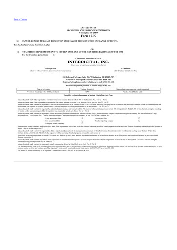 Thumbnail InterDigital
 10-K Annual Report 2024