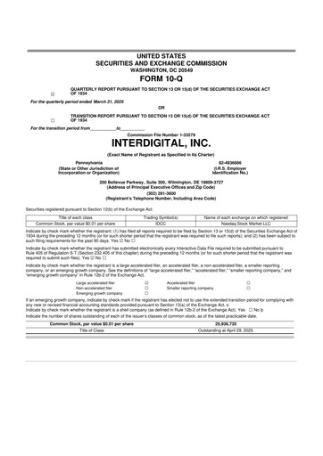 Thumbnail InterDigital
 10-Q Quarterly Report FY2025 