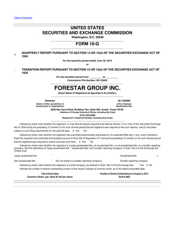 Thumbnail Forestar Group
 10-Q Quarterly Report FY2014 