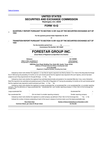 Thumbnail Forestar Group
 10-Q Quarterly Report FY2016 