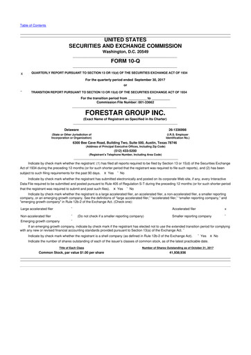 Thumbnail Forestar Group
 10-Q Quarterly Report FY2017 