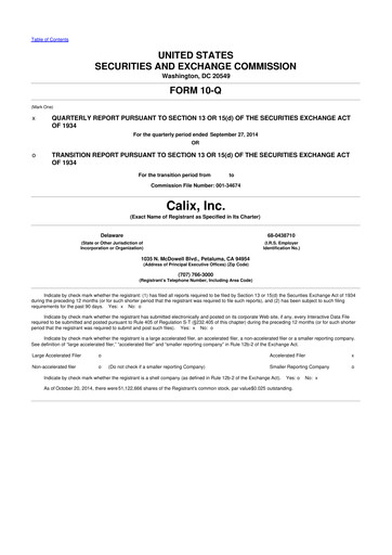 Thumbnail Calix 10-Q Quarterly Report FY2014 