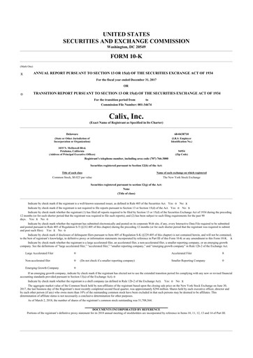 Thumbnail Calix 10-K Annual Report 2017