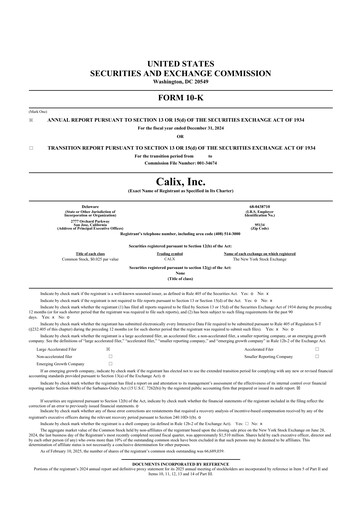 Thumbnail Calix 10-K Annual Report 2024